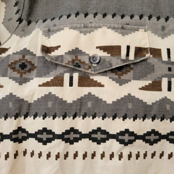 Panhandle Slim Vintage Brooks Dunn Western Shirt Button Up Aztec 17/35 Gray Crea - Picture 4 of 6